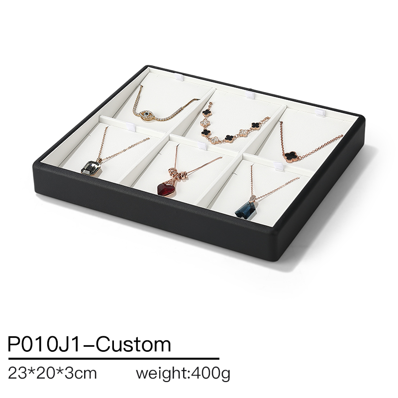 P010 DIGU High Quality white PU Leather ring jewelry display tray