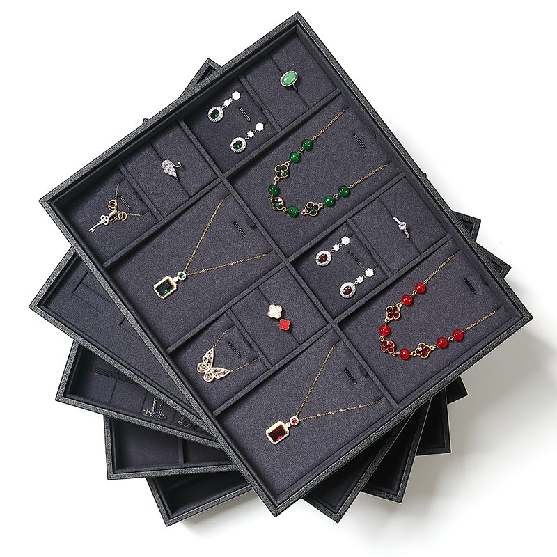 P002 Black DIGU high quality PU Leather Necklace Bracelet Pendant Jewelry Display Tray