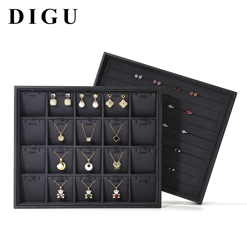 P002 Black DIGU high quality PU Leather Necklace Bracelet Pendant Jewelry Display Tray