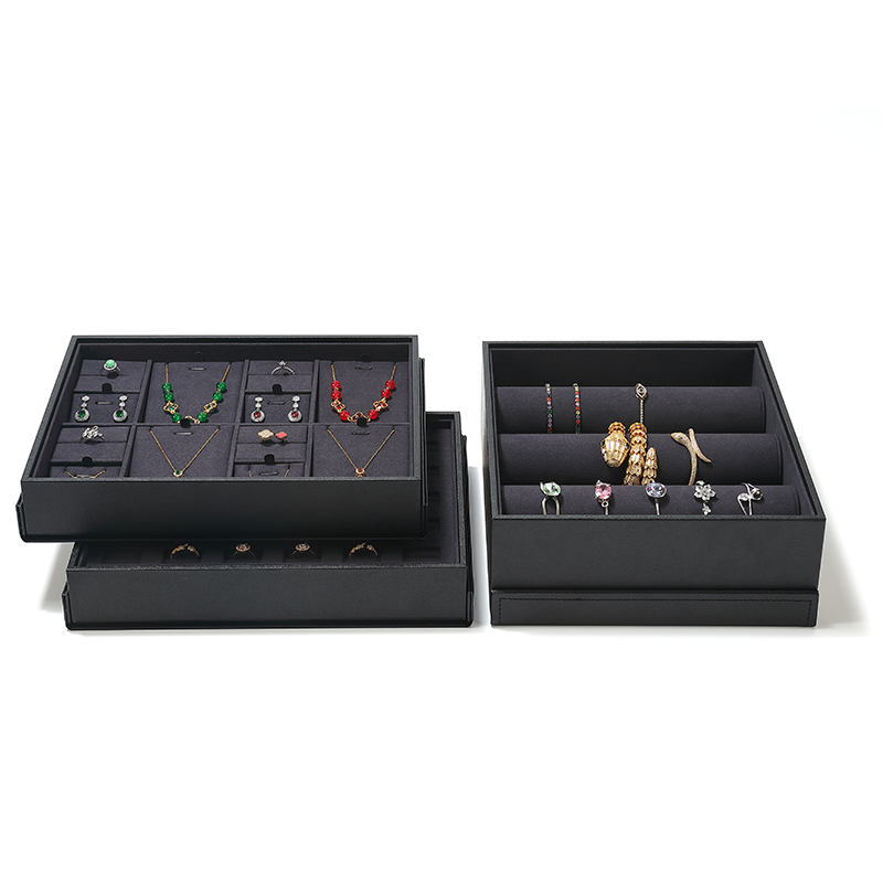 P002 Black DIGU high quality PU Leather Necklace Bracelet Pendant Jewelry Display Tray