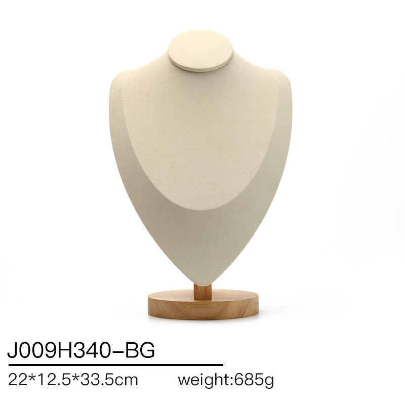 J009 DIGU Luxury Microfiber wood jewelry display stand necklace bust display for Jewelry Container