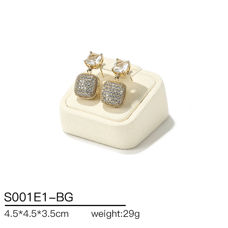 S001 Beige DIGU Handmade high quality Microfiber Necklace Ring Earring Jewelry Display Set