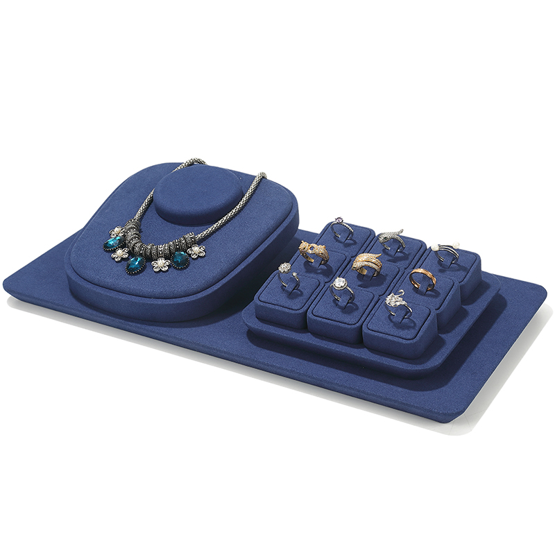 S001 Blue DIGU Handmade Microfiber Jewelry Display Set for necklace ring