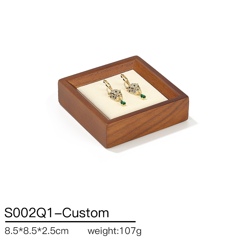 S002 DIGU Handmade Microfiber Wood Jewelry Display Set Ring Necklace Earring Holder Stand Jewelry Display Props