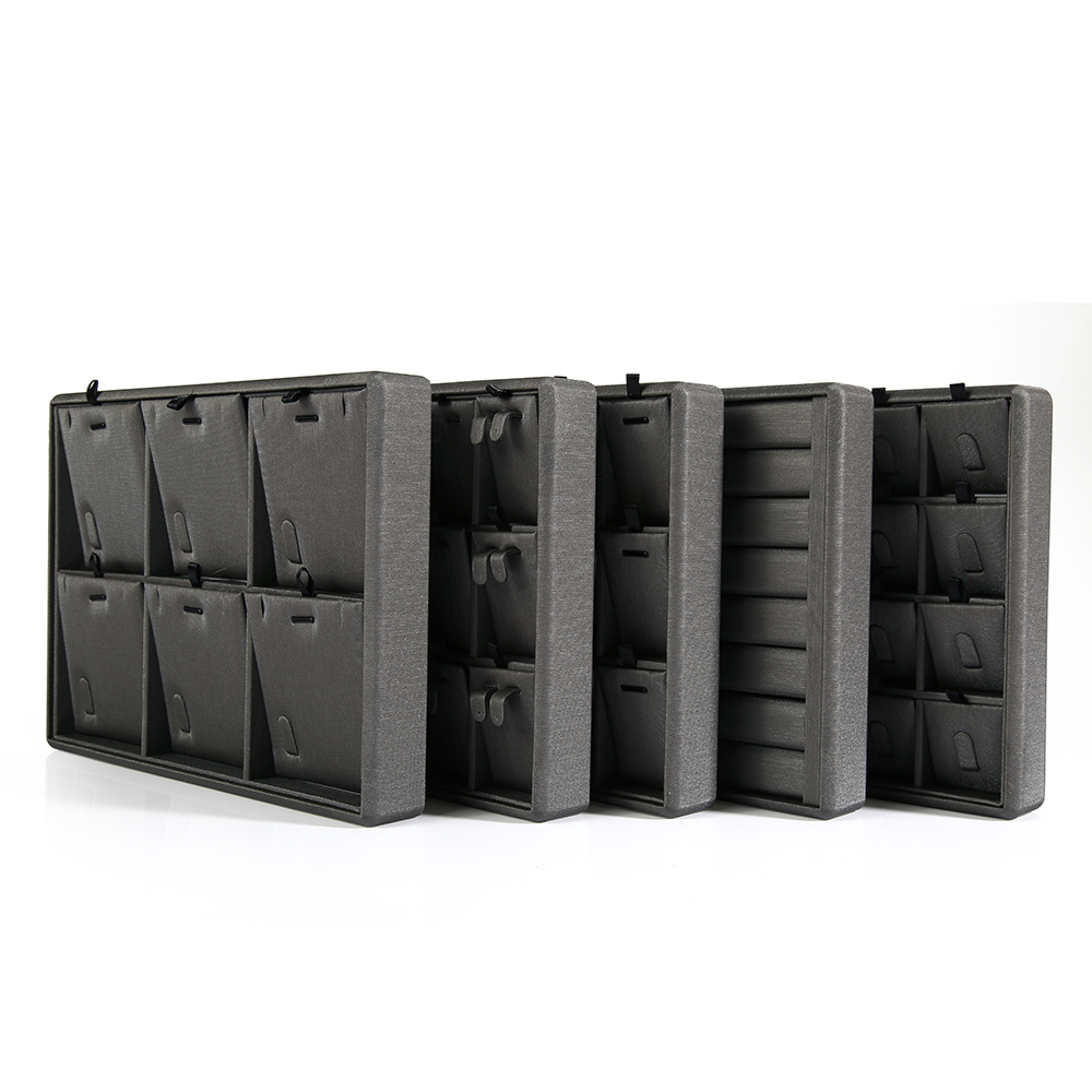 P019 Gray DIGU Custom PU Leather Jewelry Display Tray for necklace ring