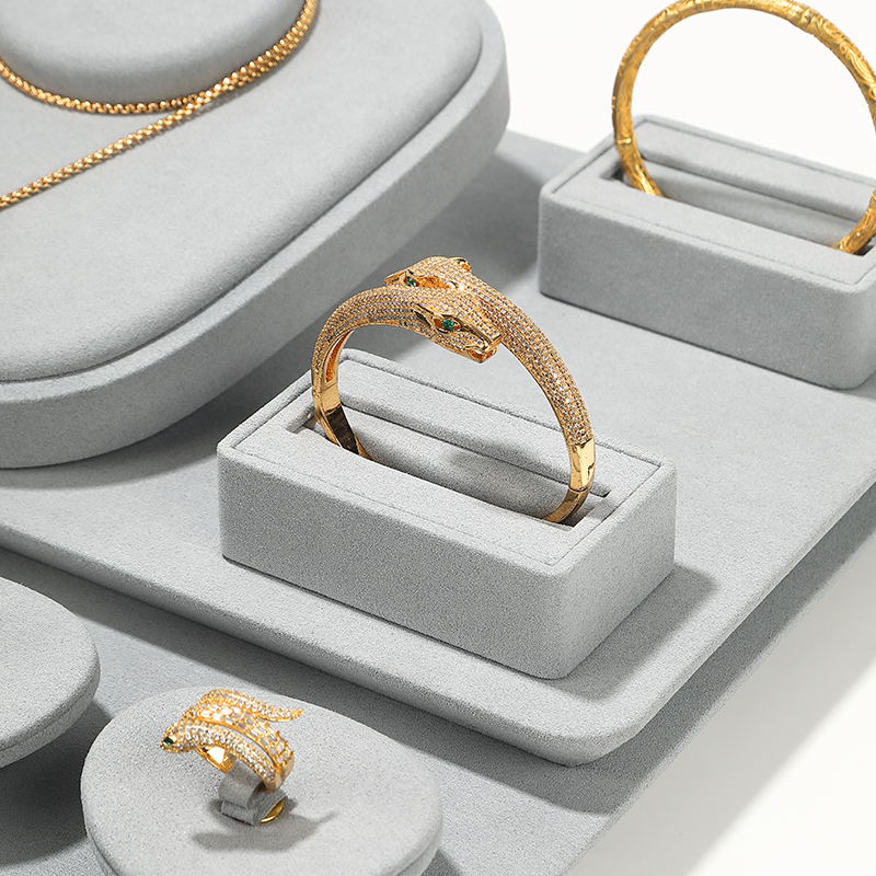 S001 Gray DIGU Handmade Microfiber Jewelry Display Stand Exhibitor Organizer Holder Jewelry Display Set