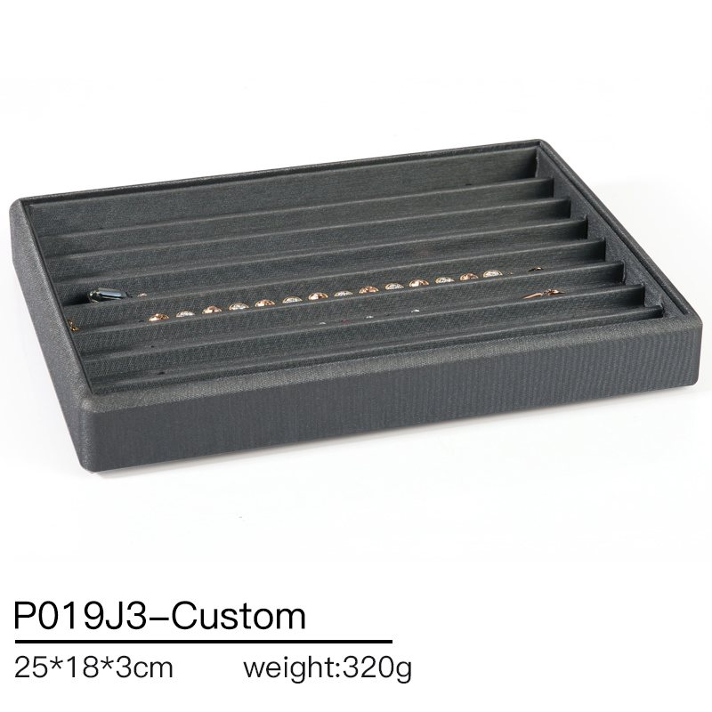 P019 Gray DIGU Custom PU Leather Jewelry Display Tray for necklace ring