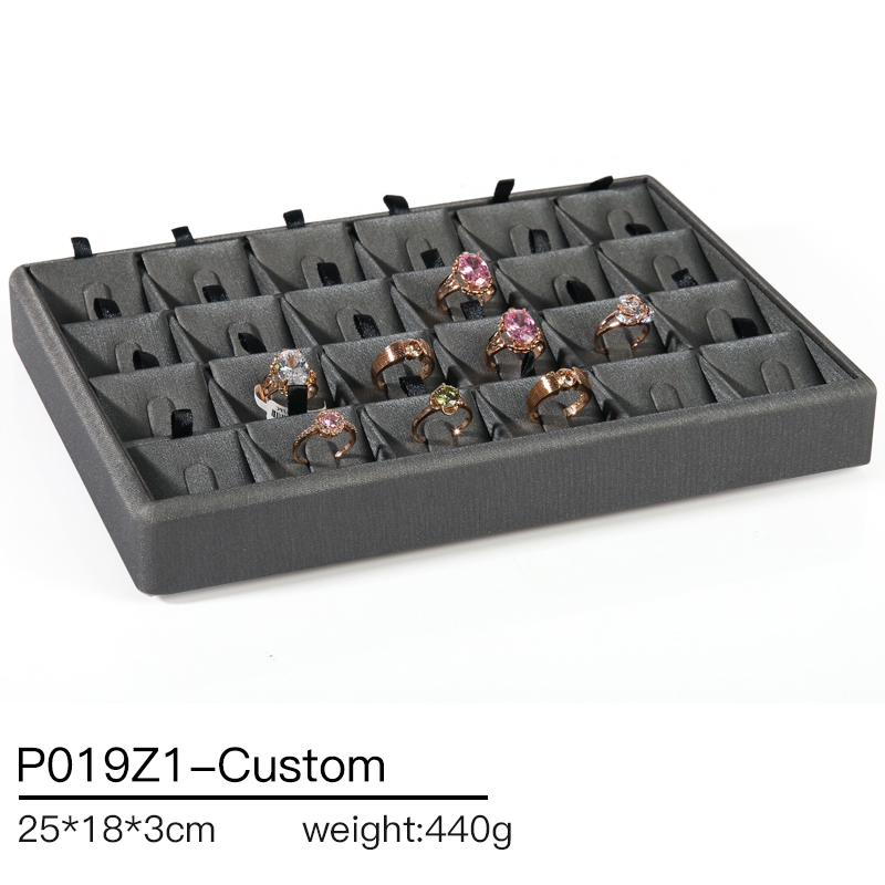 P019 Gray DIGU Custom PU Leather Jewelry Display Tray for necklace ring