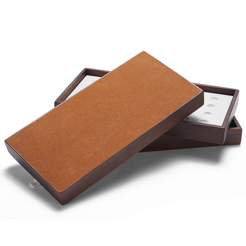 P016 Gray DIGU High-End Solid Wood Microfiber Necklace Jewelry Display Tray