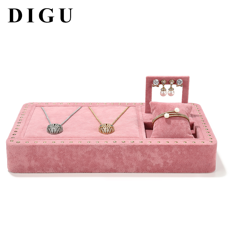 S004 DIGU Luxury Velvet Classic Jewelry Display Set Premium Jewelry Container for Ring Earrings