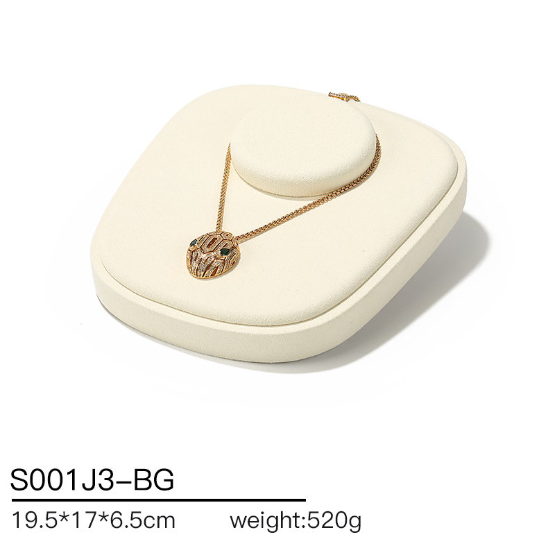 S001 Beige DIGU Handmade high quality Microfiber Necklace Ring Earring Jewelry Display Set