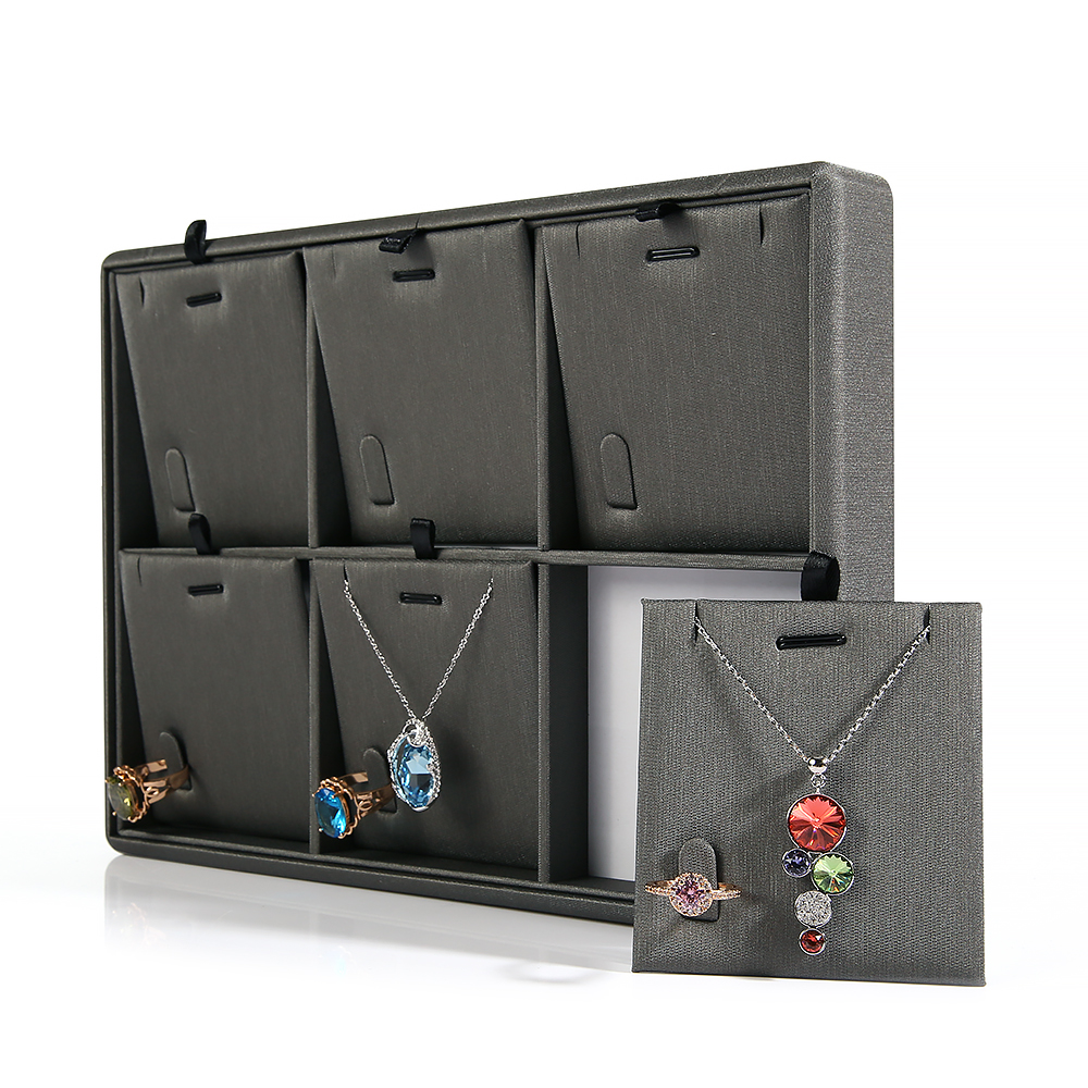 P019 Gray DIGU Custom PU Leather Jewelry Display Tray for necklace ring