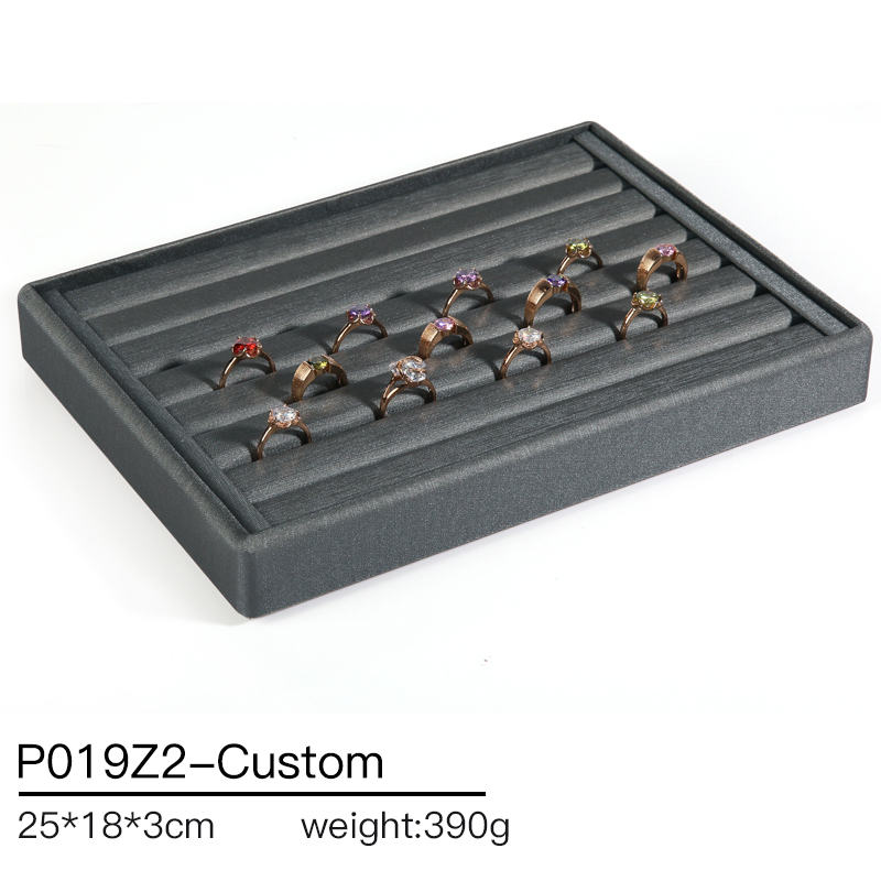 P019 Gray DIGU Custom PU Leather Jewelry Display Tray for necklace ring