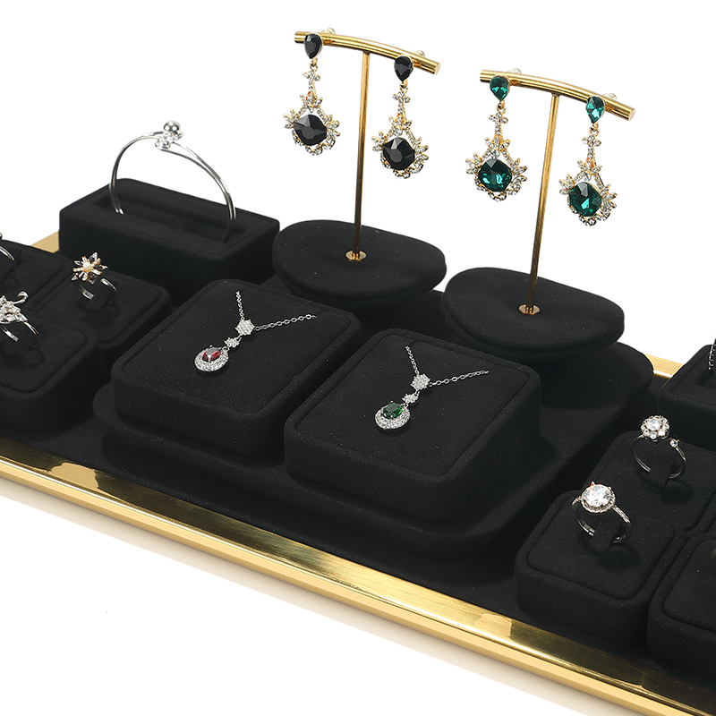 S001 Black DIGU Microfiber Jewelry Display Set Earring Display Holder Necklace Jewelry Counter Display Props