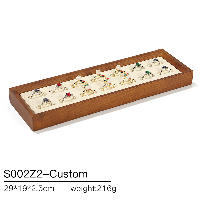 S002 DIGU Handmade Microfiber Wood Jewelry Display Set Ring Necklace Earring Holder Stand Jewelry Display Props