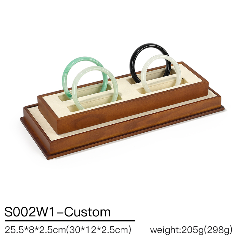 S002 DIGU Handmade Microfiber Wood Jewelry Display Set Ring Necklace Earring Holder Stand Jewelry Display Props