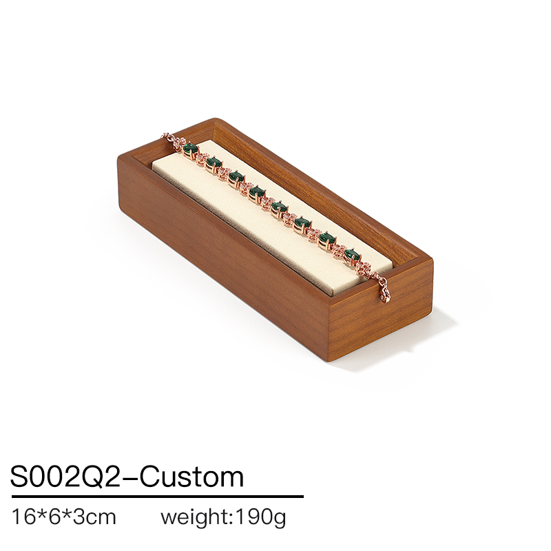 S002 DIGU Handmade Microfiber Wood Jewelry Display Set Ring Necklace Earring Holder Stand Jewelry Display Props