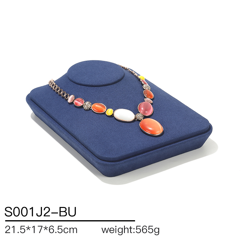 S001 Blue DIGU Handmade Microfiber Jewelry Display Set for necklace ring