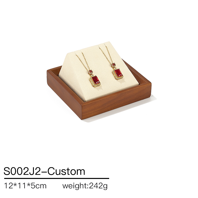 S002 DIGU Handmade Microfiber Wood Jewelry Display Set Ring Necklace Earring Holder Stand Jewelry Display Props