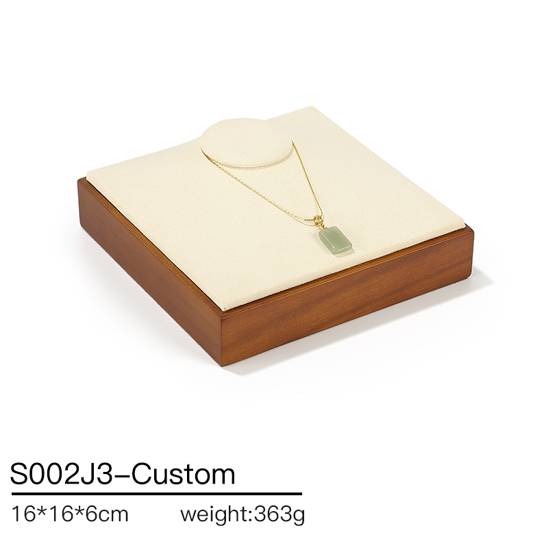 S002 DIGU Handmade Microfiber Wood Jewelry Display Set Ring Necklace Earring Holder Stand Jewelry Display Props