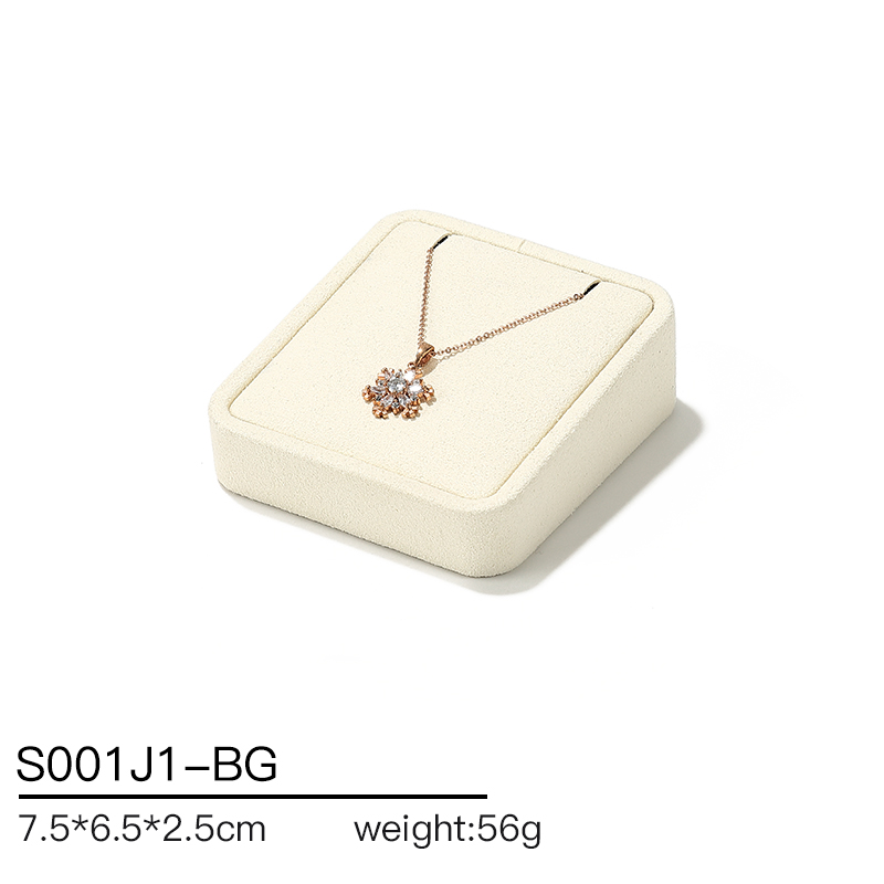 S001 Beige DIGU Handmade high quality Microfiber Necklace Ring Earring Jewelry Display Set