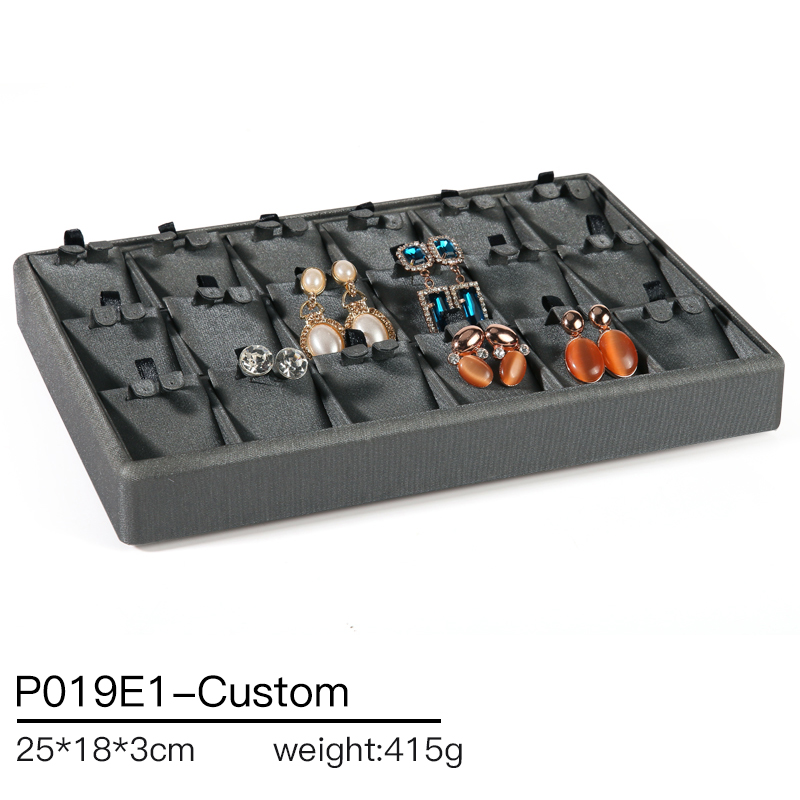 P019 Gray DIGU Custom PU Leather Jewelry Display Tray for necklace ring