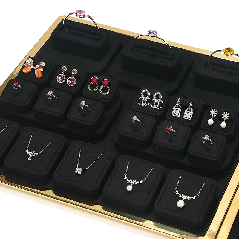 S001 Black DIGU Microfiber Jewelry Display Set Earring Display Holder Necklace Jewelry Counter Display Props