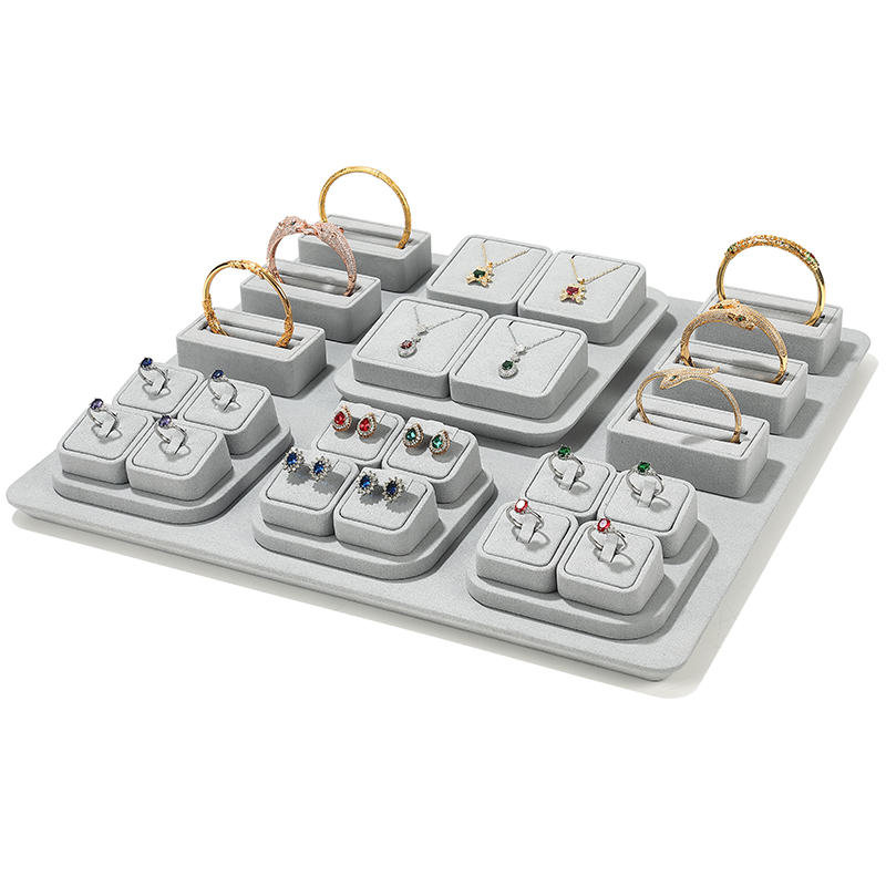 S001 Gray DIGU Handmade Microfiber Jewelry Display Stand Exhibitor Organizer Holder Jewelry Display Set