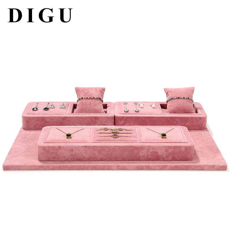 S004 DIGU Luxury Velvet Classic Jewelry Display Set Premium Jewelry Container for Ring Earrings
