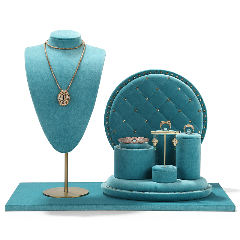 S005 Green DIGU Velvet Jewelry Display Stand Luxury Jewelry Display props for Ring Earrings Bracelet