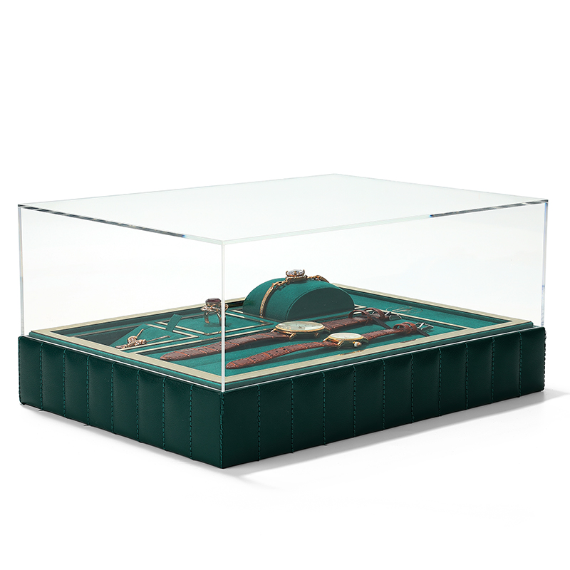 DIGU High quality PU Leather Microfiber Acrylic jewelry display storage box