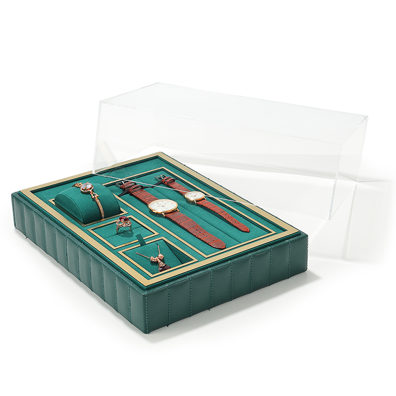 DIGU High quality PU Leather Microfiber Acrylic jewelry display storage box