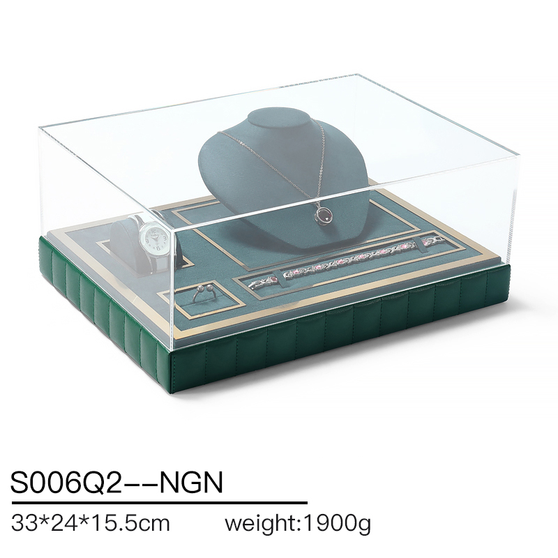 DIGU High quality PU Leather Microfiber Acrylic jewelry display storage box