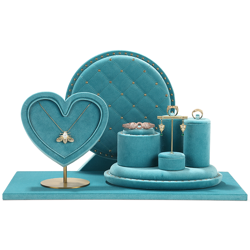 S005 Green DIGU Velvet Jewelry Display Stand Luxury Jewelry Display props for Ring Earrings Bracelet