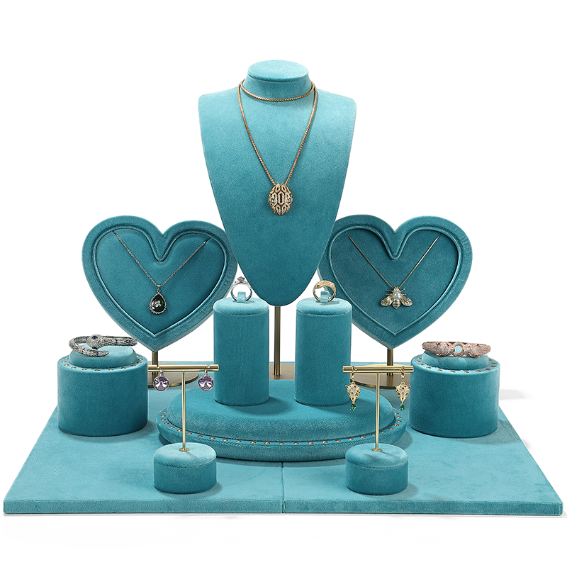 S005 Green DIGU Velvet Jewelry Display Stand Luxury Jewelry Display props for Ring Earrings Bracelet