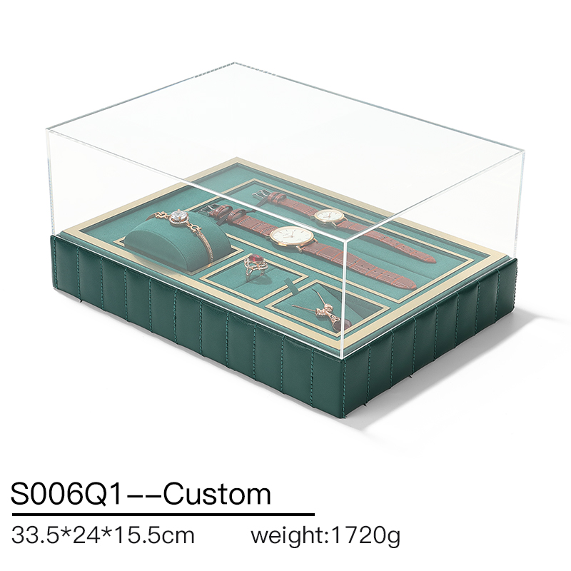 DIGU High quality PU Leather Microfiber Acrylic jewelry display storage box