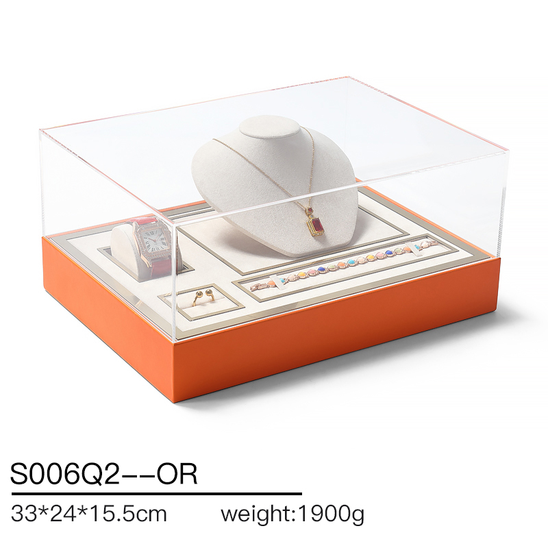 DIGU High quality PU Leather Microfiber Acrylic jewelry display storage box