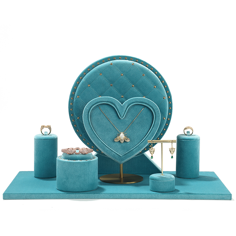 S005 Green DIGU Velvet Jewelry Display Stand Luxury Jewelry Display props for Ring Earrings Bracelet