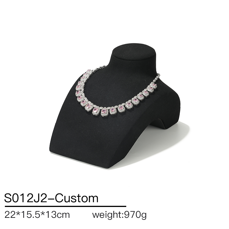 S012 Black DIGU Microfiber Ring Bracelet Necklace Earring Holder Stand Jewelry Display Set