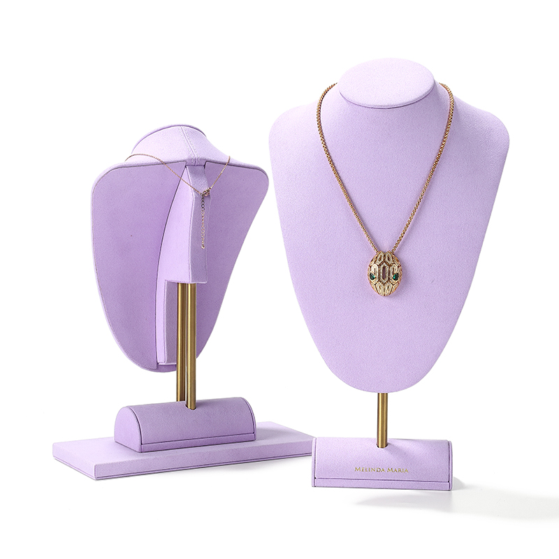 S013 DIGU Luxury Classic Microfiber Jewelry Display Stand Necklace Earrings Stand Ring Tray Display set