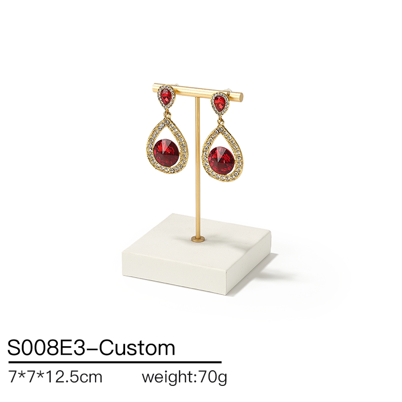 S008 Beige DIGU Luxury PU Leather Ring Bracelet Necklace Earring Jewelry Display Set