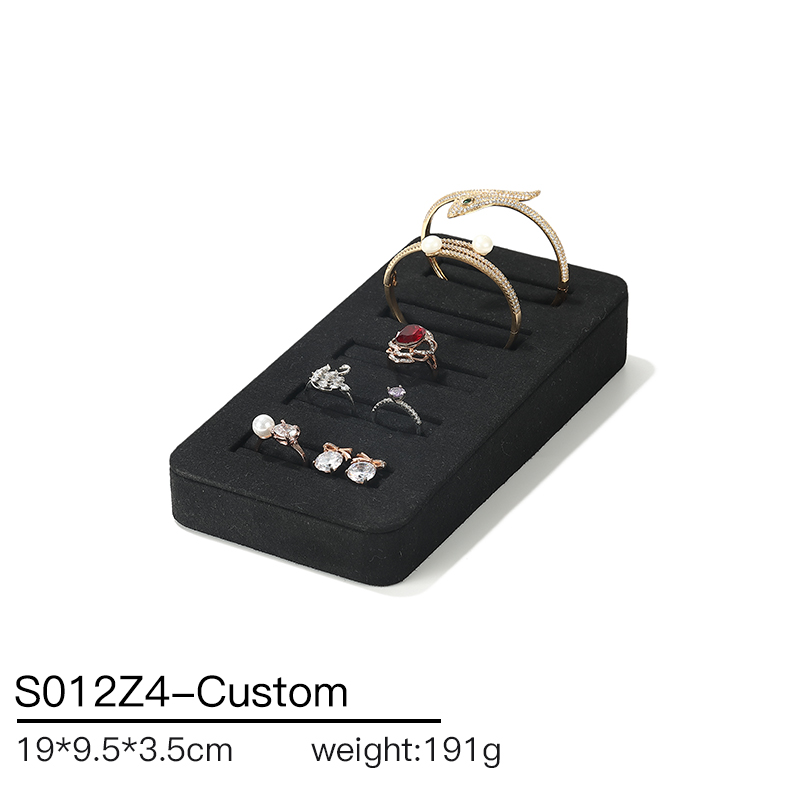 S012 Black DIGU Microfiber Ring Bracelet Necklace Earring Holder Stand Jewelry Display Set