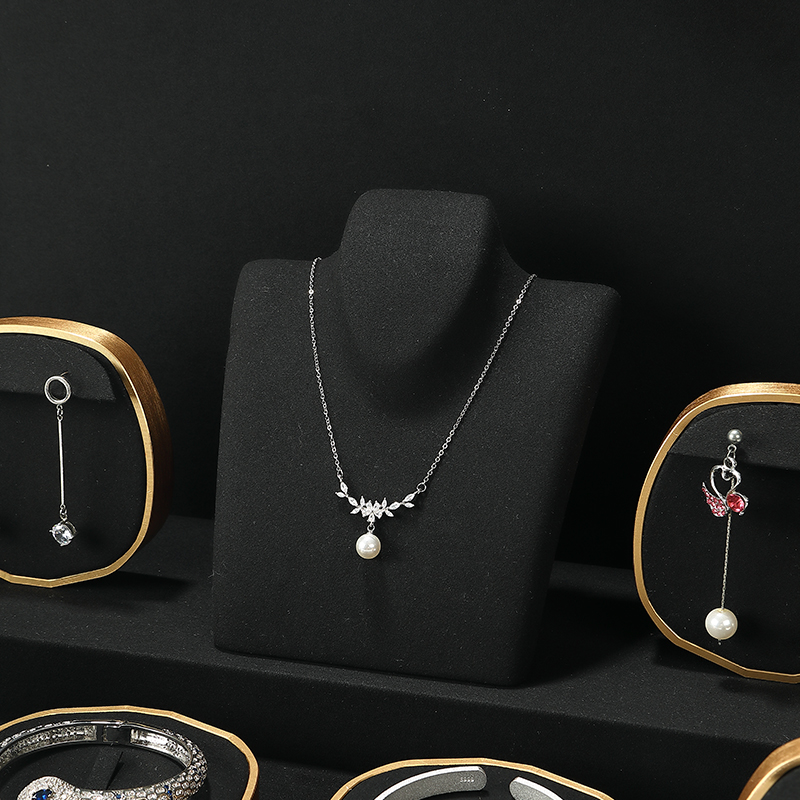 S014 Black DIGU Luxury Microfiber Jewelry Display Props with Metal Base