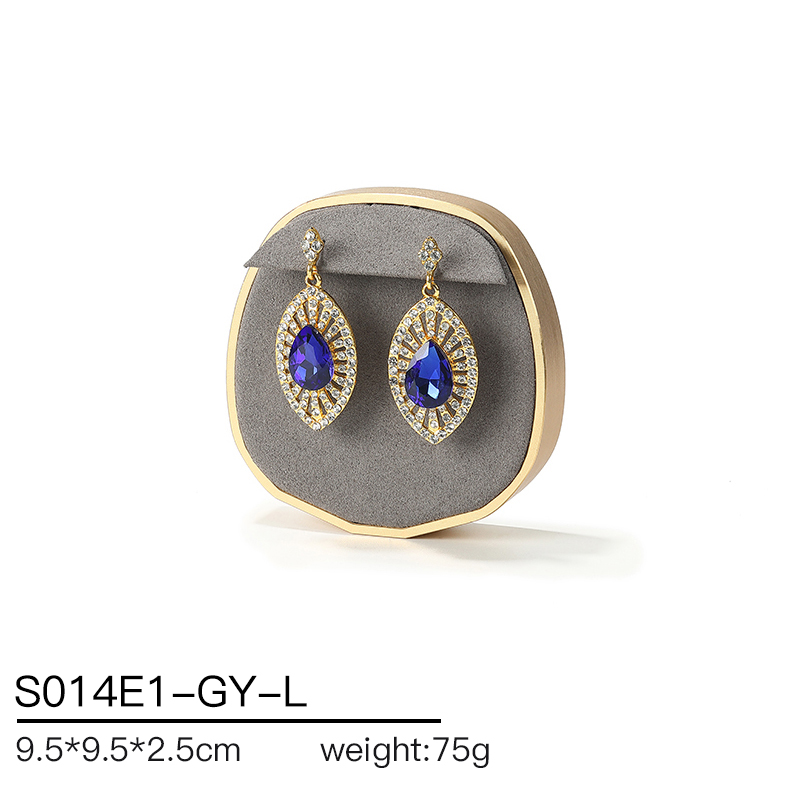 S014 Gray DIGU Luxury Microfiber Jewelry Stand with Metal Base Elegant Display Props