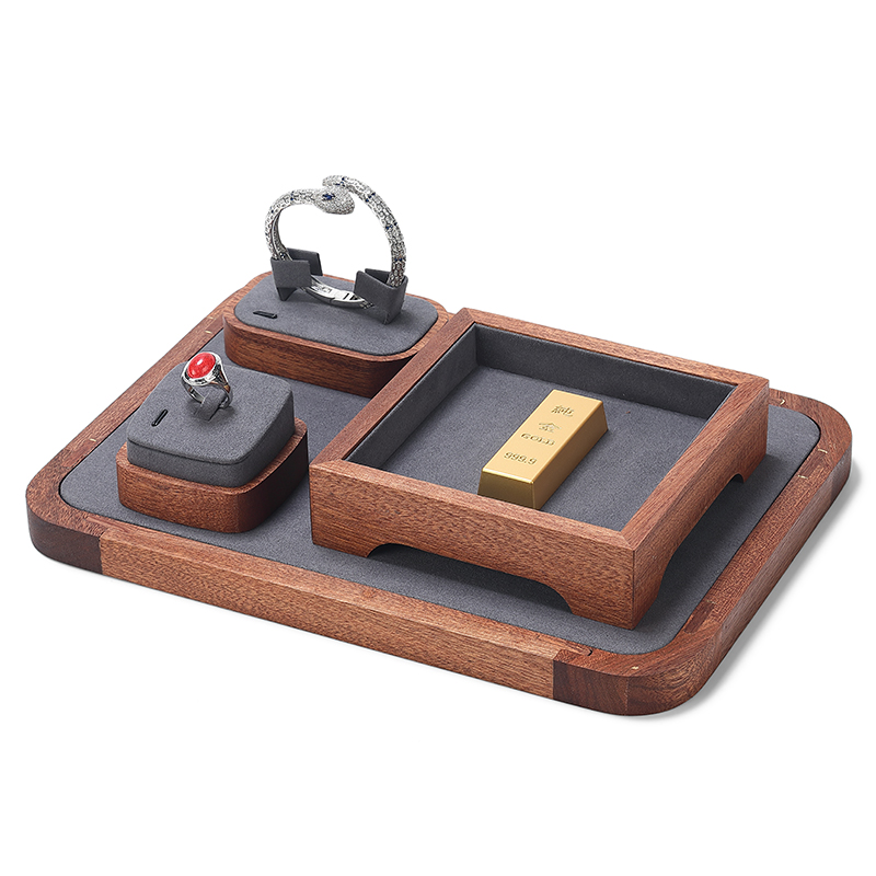 S019 Gray DIGU Handmade Luxury MIcrofiber Necklace Bracelet Jewelry Display Set