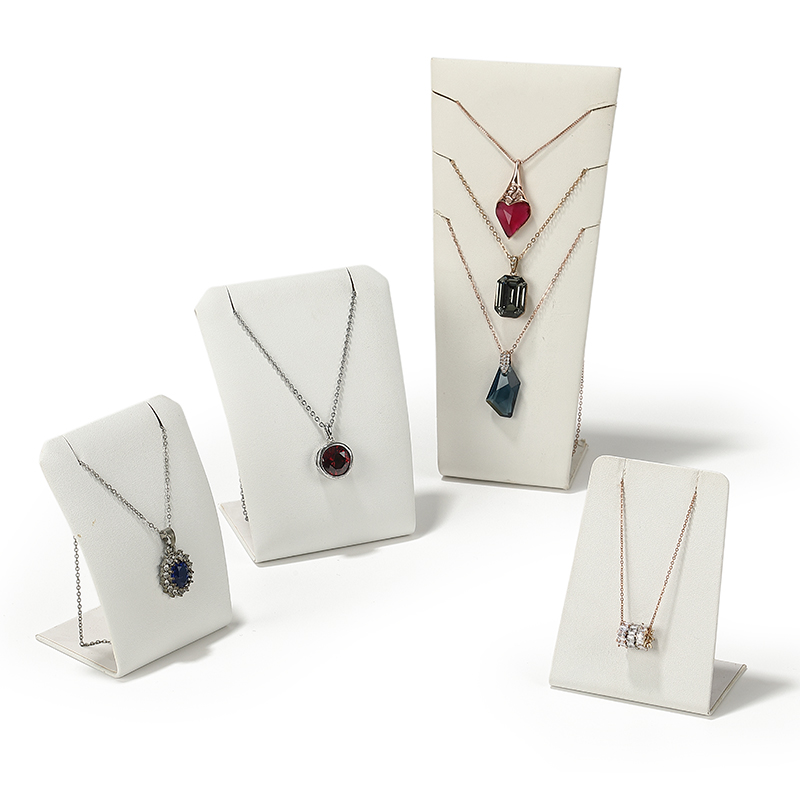 S008 Beige DIGU Luxury PU Leather Ring Bracelet Necklace Earring Jewelry Display Set