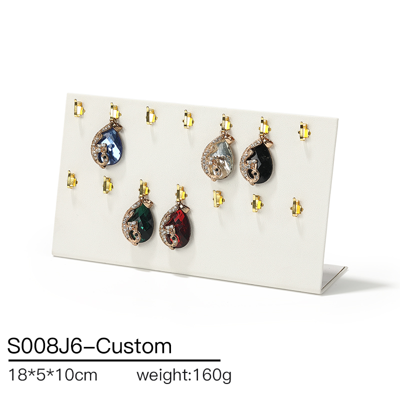 S008 Beige DIGU Luxury PU Leather Ring Bracelet Necklace Earring Jewelry Display Set