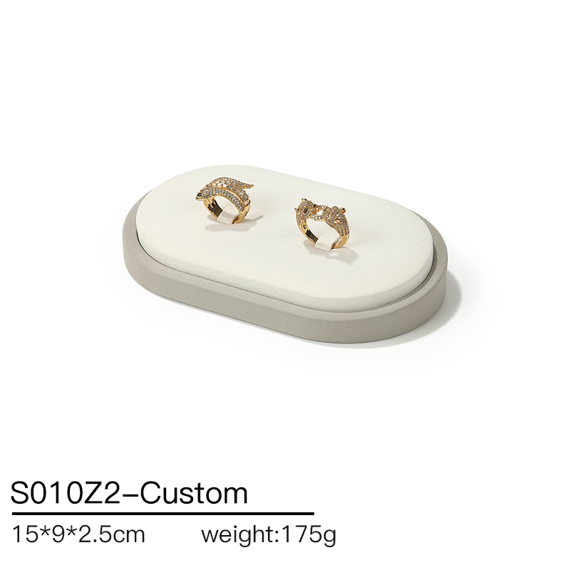 S010 Beige DIGU Design Luxury Beige PU Leather Jewelry Showcase Set