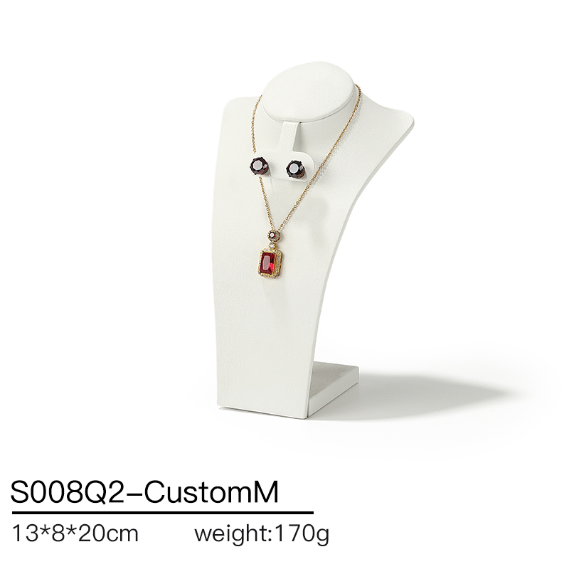 S008 Beige DIGU Luxury PU Leather Ring Bracelet Necklace Earring Jewelry Display Set