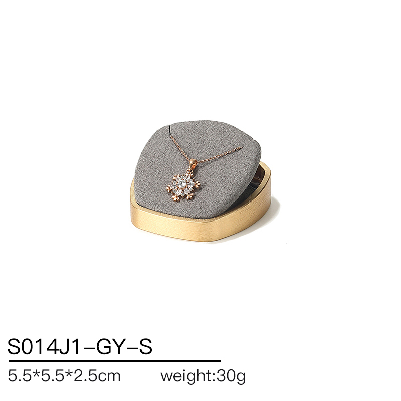 S014 Gray DIGU Luxury Microfiber Jewelry Stand with Metal Base Elegant Display Props